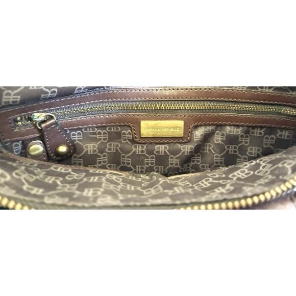 Banana Republic Smooth Chocolate Brown Leather Satchel Purse Bag - Picture 7 of 11